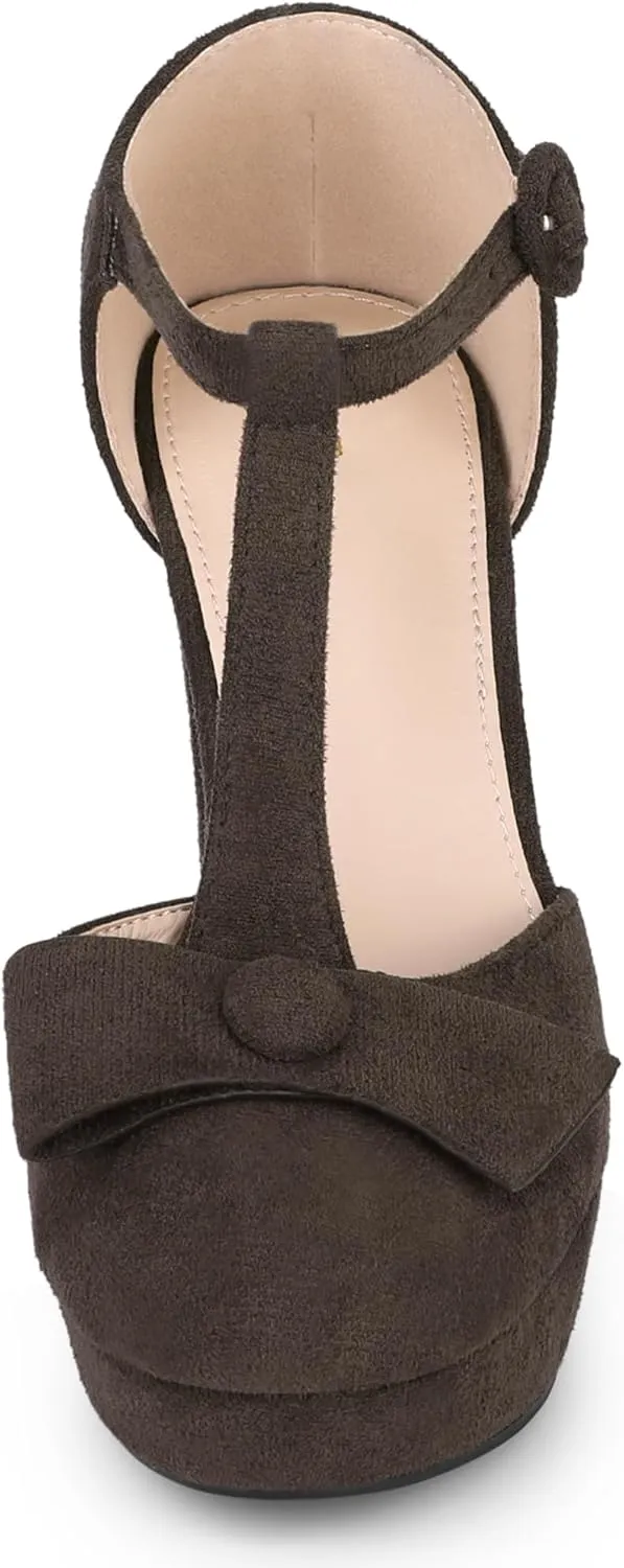 Allegra K Women's Mary Janes Platform Pumps Halloween Costumes Chunky Heels Dress Shoes