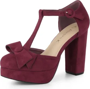 Allegra K Women's Mary Janes Platform Pumps Halloween Costumes Chunky Heels Dress Shoes