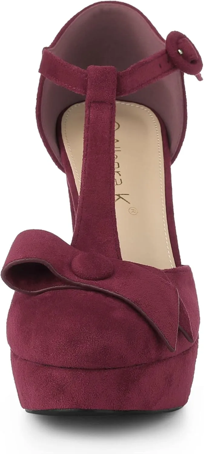 Allegra K Women's Mary Janes Platform Pumps Halloween Costumes Chunky Heels Dress Shoes