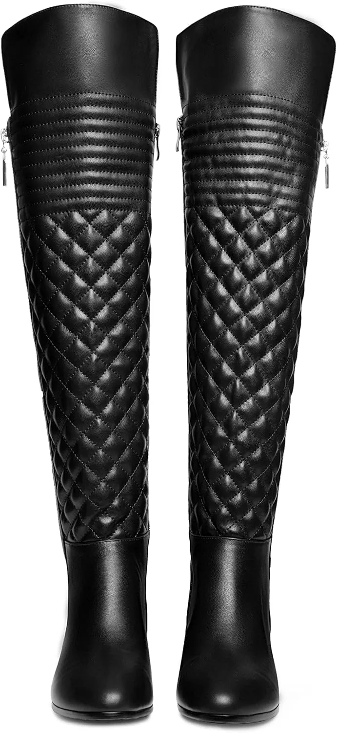 ANN CREEK Women's 'Miller' Fashion Design Quilt Front Stretch Rear Shaft Over The Knee Boots