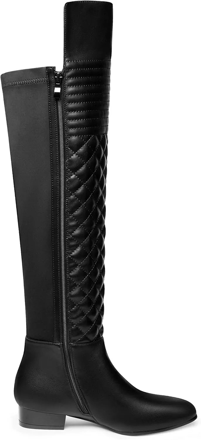 ANN CREEK Women's 'Miller' Fashion Design Quilt Front Stretch Rear Shaft Over The Knee Boots