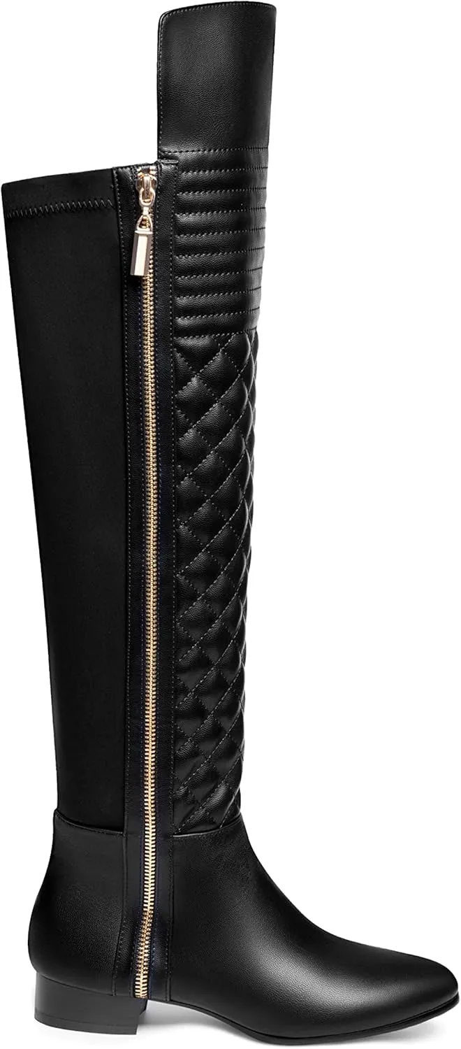 ANN CREEK Women's 'Miller' Fashion Design Quilt Front Stretch Rear Shaft Over The Knee Boots