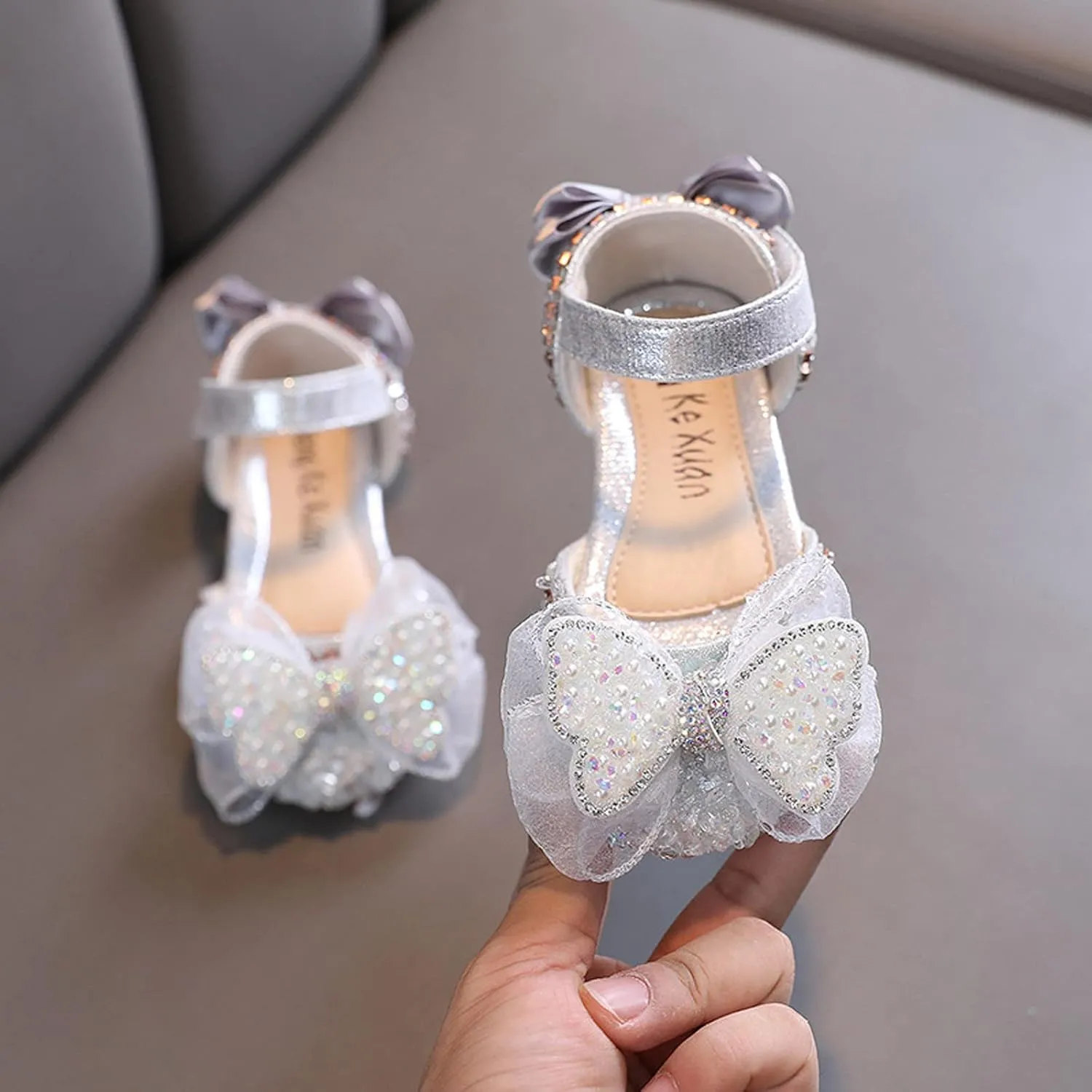 Baby Flat Sole Shoes Fashion Spring Summer Girls Dress Dance Show Princess Shoes Flat Bottom Rhinestone Mesh