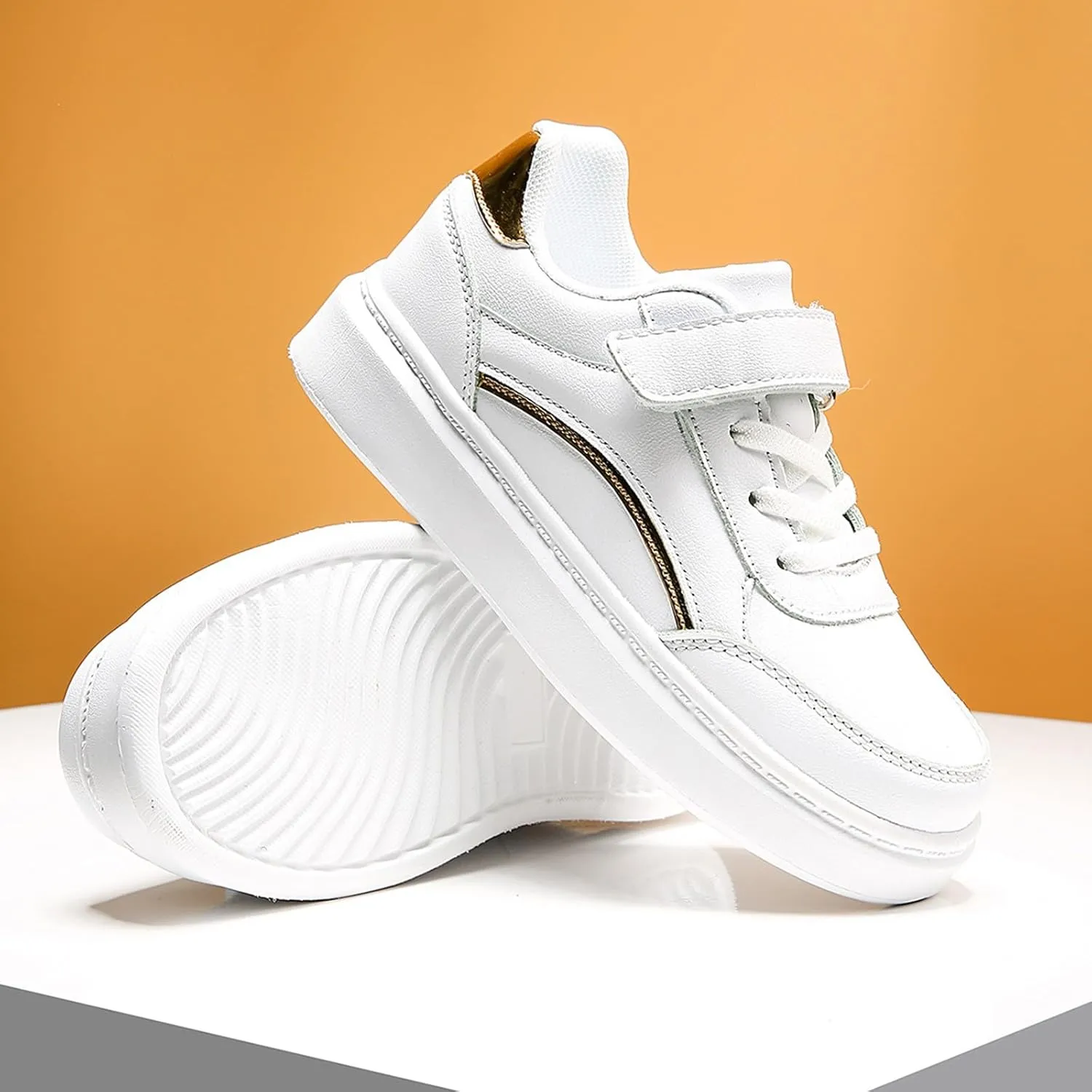 Boys Girls Antiskid Tennis Sneakers Lightweight Outdoor Casual Shoes Kids Leather Platform Walking Running Shoes