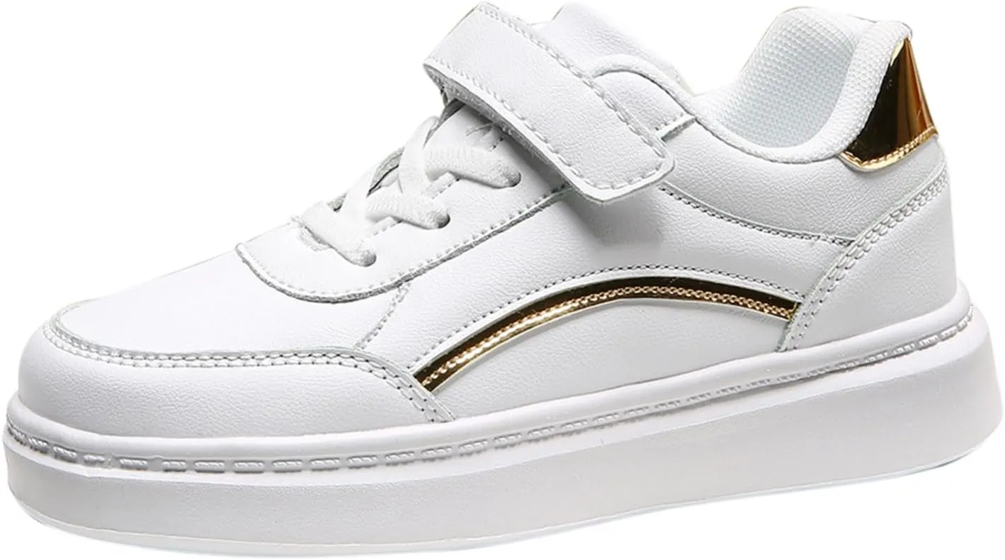Boys Girls Antiskid Tennis Sneakers Lightweight Outdoor Casual Shoes Kids Leather Platform Walking Running Shoes