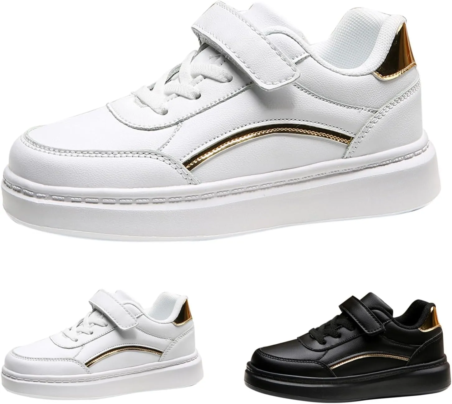 Boys Girls Antiskid Tennis Sneakers Lightweight Outdoor Casual Shoes Kids Leather Platform Walking Running Shoes