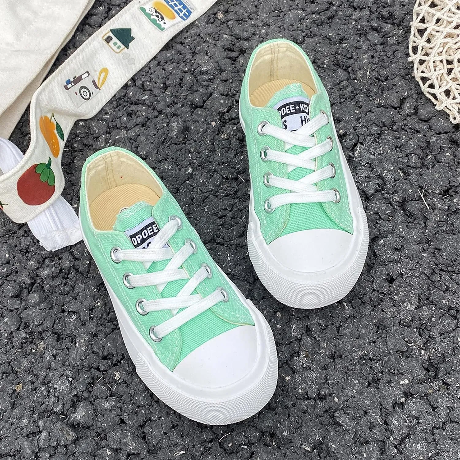 Boys Girls Baby Children's Shoes Low top lace-up Children's Canvas Shoes Back-to-School Season Small White Shoes Children's Sneakers Teens Medium and Large Kids Skateboarding Shoes