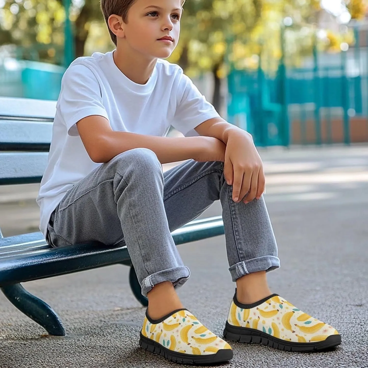 Boys Girls Slip On Flats Sneakers,Children's Low-Top Elastic Skateboard Shoes Lightweight Casual Outdoor Sneakers