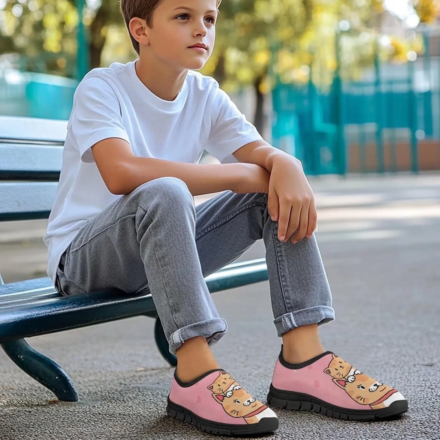 Boys Girls Slip On Flats Sneakers,Children's Low-Top Elastic Skateboard Shoes Lightweight Casual Outdoor Sneakers