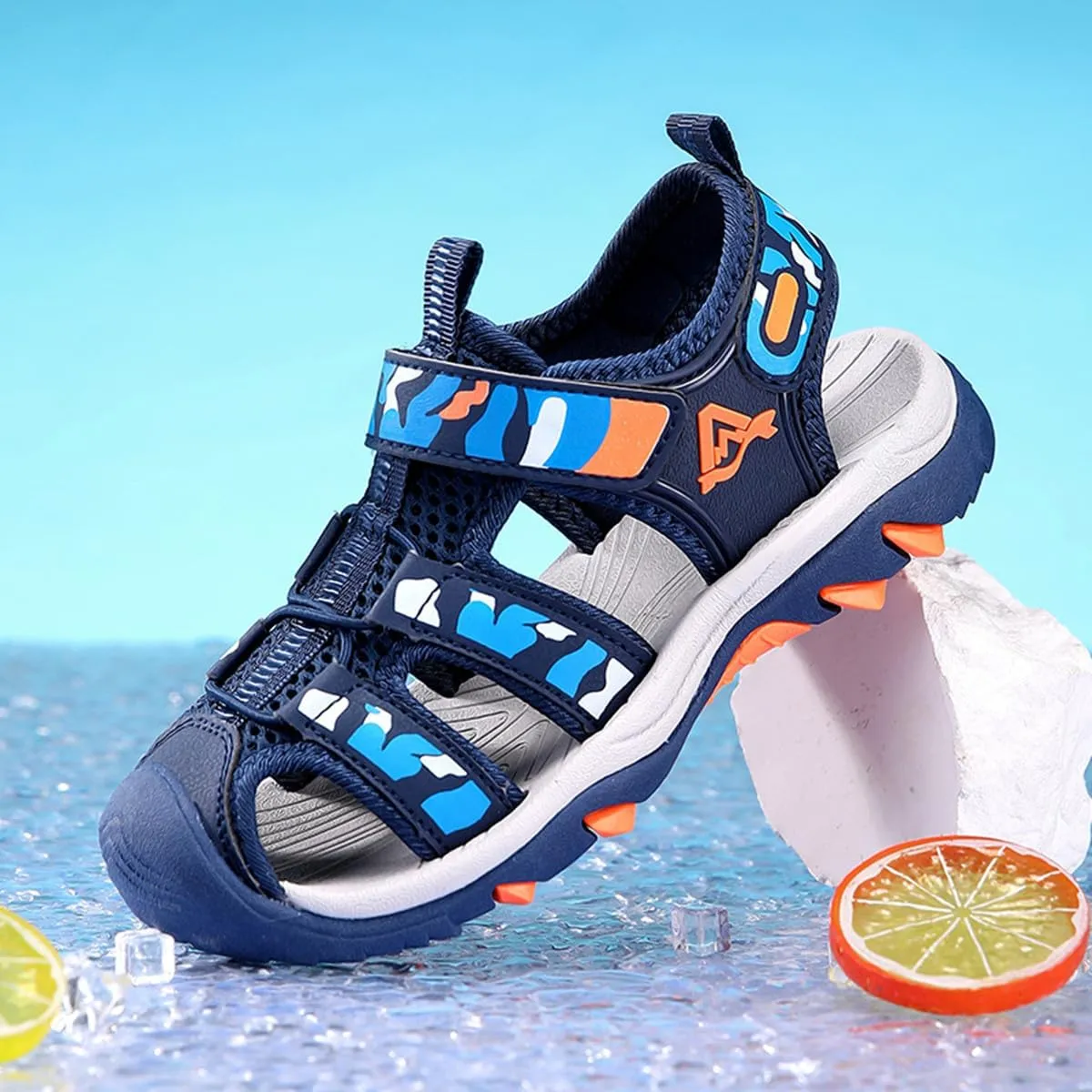 Boys Girls Sport Sandals Breathable Lightweight Outdoor Play Casual Closed Toe Hook and Loop Beach Shoes