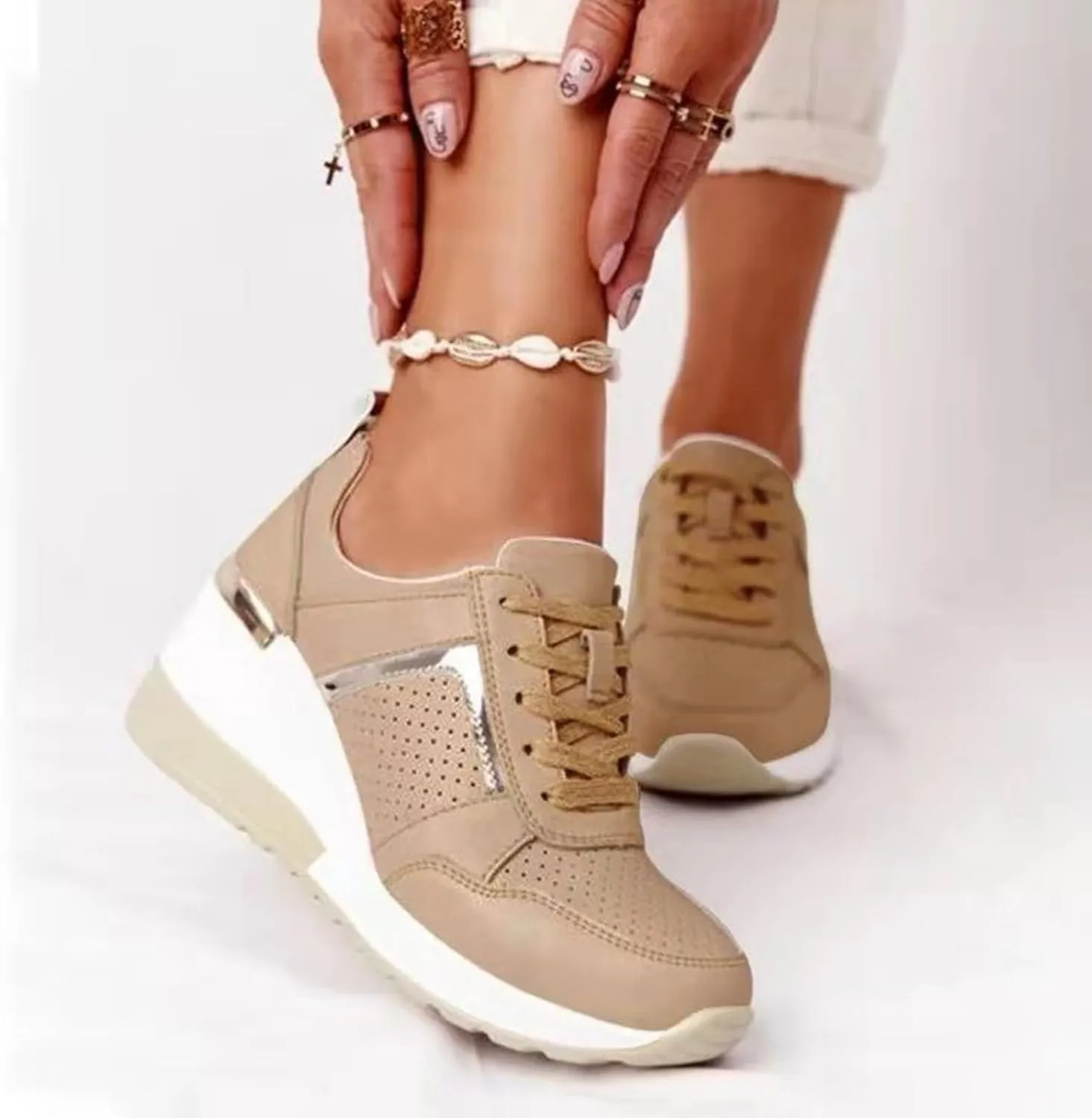 Breathable Fashion Sneakers for Women Non Slip Workout Fashion Tennis Running Sneakers Shoe for Elderly Women