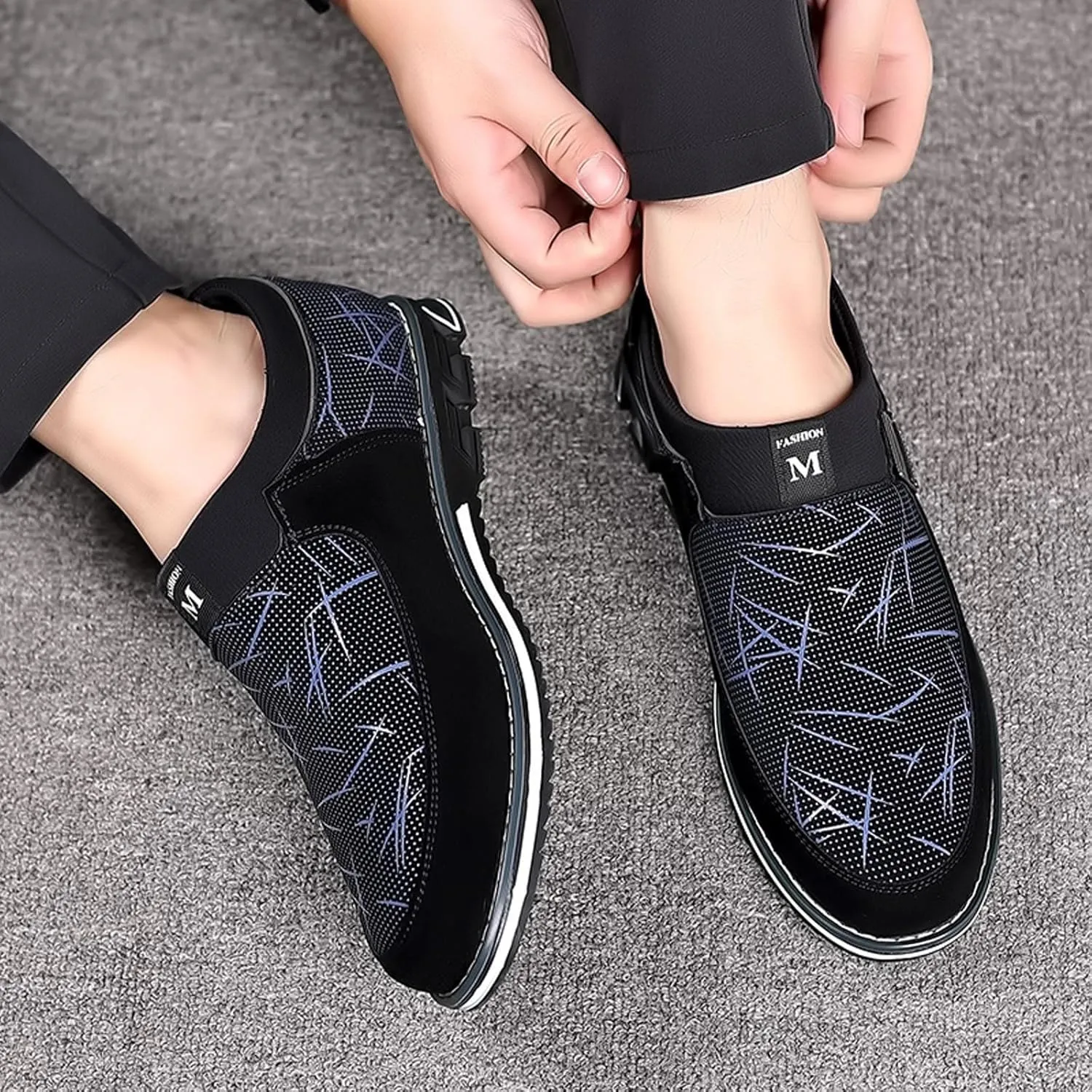 Breathable Walking Shoes for Men Lace Up Lightweight Breathable Fashion Sneaker Men's Comfortable Canvas Shoes