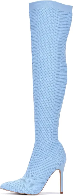 Cape Robbin Geina Over The Knee Boots with Stiletto Heels, Pointed Toe Sock Boots for Women