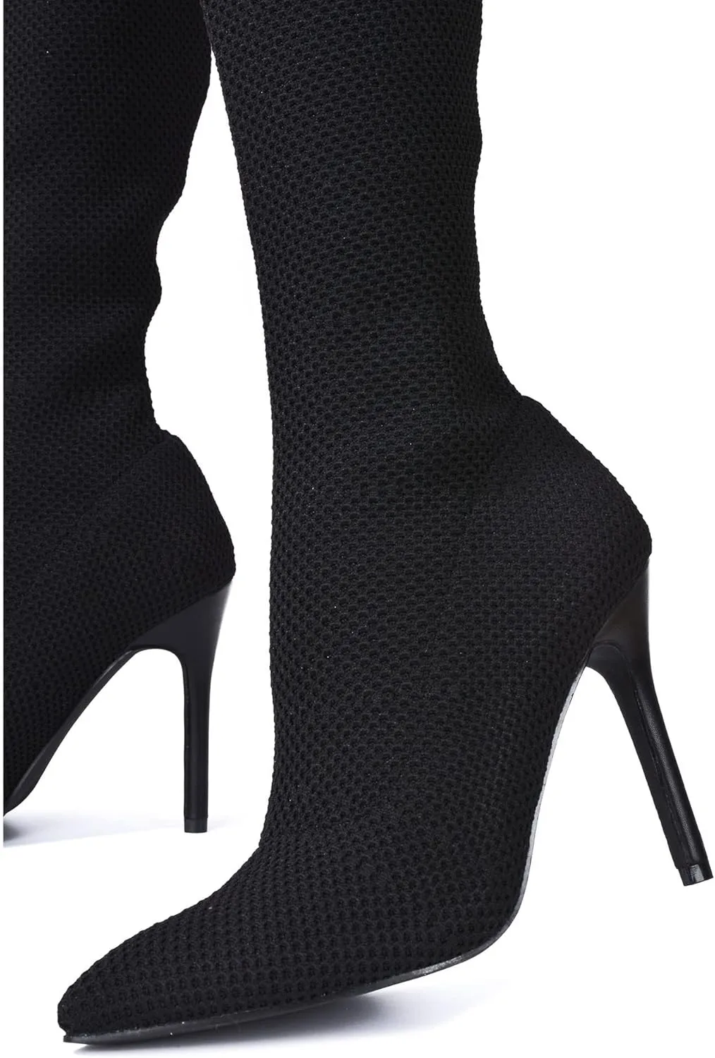 Cape Robbin Geina Over The Knee Boots with Stiletto Heels, Pointed Toe Sock Boots for Women