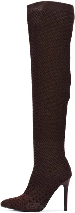 Cape Robbin Geina Over The Knee Boots with Stiletto Heels, Pointed Toe Sock Boots for Women