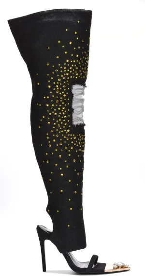 Cape Robbin Women Thigh High Over The Knee Boots Peep Toe Stiletto Heel Fashion Dress Boots