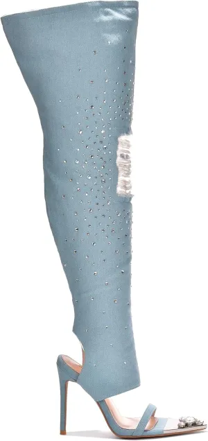 Cape Robbin Women Thigh High Over The Knee Boots Peep Toe Stiletto Heel Fashion Dress Boots
