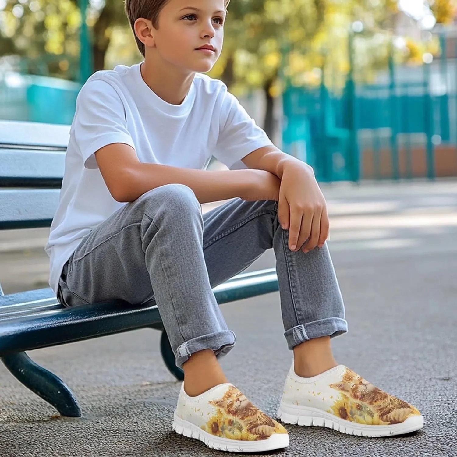 Casual Slip On Flats Sneakers for Boys Girls,Children's Low-Top Skateboard Shoes Outdoor Sport Training Shoes
