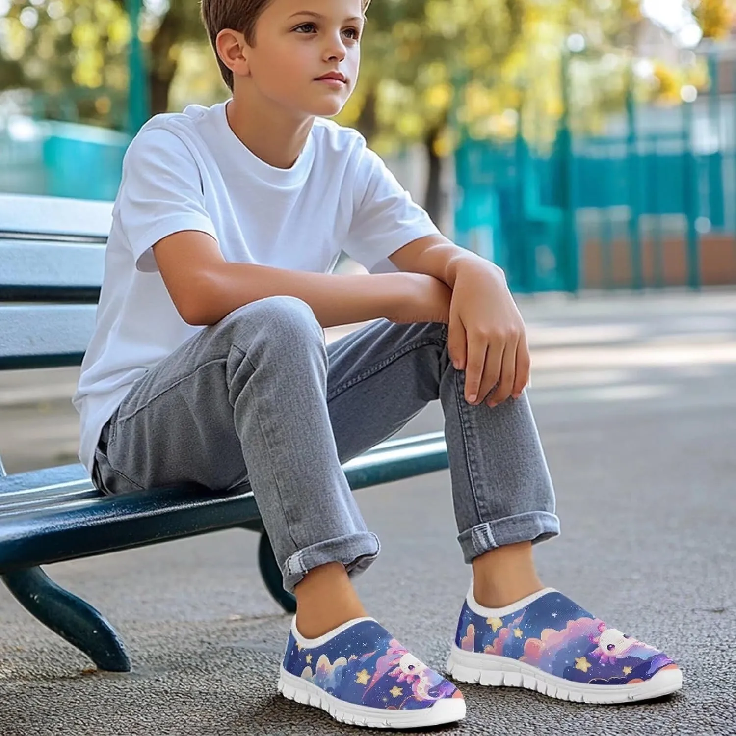 Casual Slip On Flats Sneakers for Boys Girls,Children's Low-Top Skateboard Shoes Outdoor Sport Training Shoes