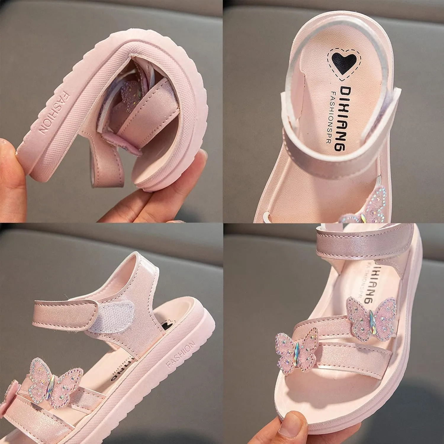Children Crystal Butterfly Sandals Summer Baby Princess Lightweight Soft Open Toe Rhinestone Wedding Party Shoes
