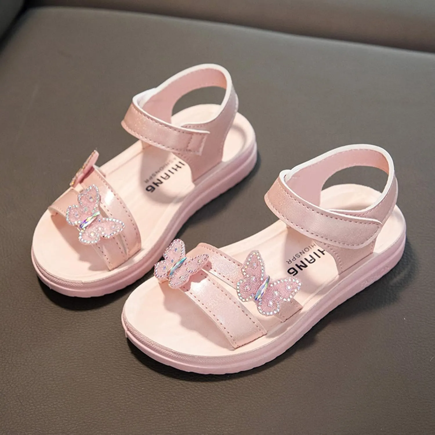 Children Crystal Butterfly Sandals Summer Baby Princess Lightweight Soft Open Toe Rhinestone Wedding Party Shoes