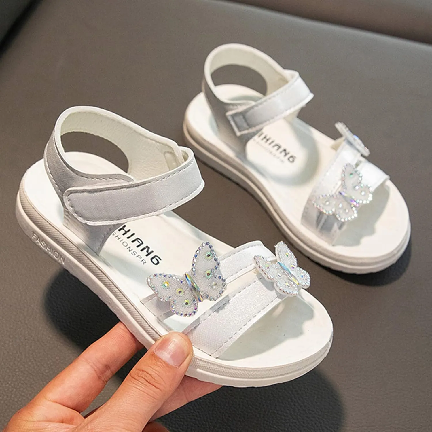 Children Crystal Butterfly Sandals Summer Baby Princess Lightweight Soft Open Toe Rhinestone Wedding Party Shoes