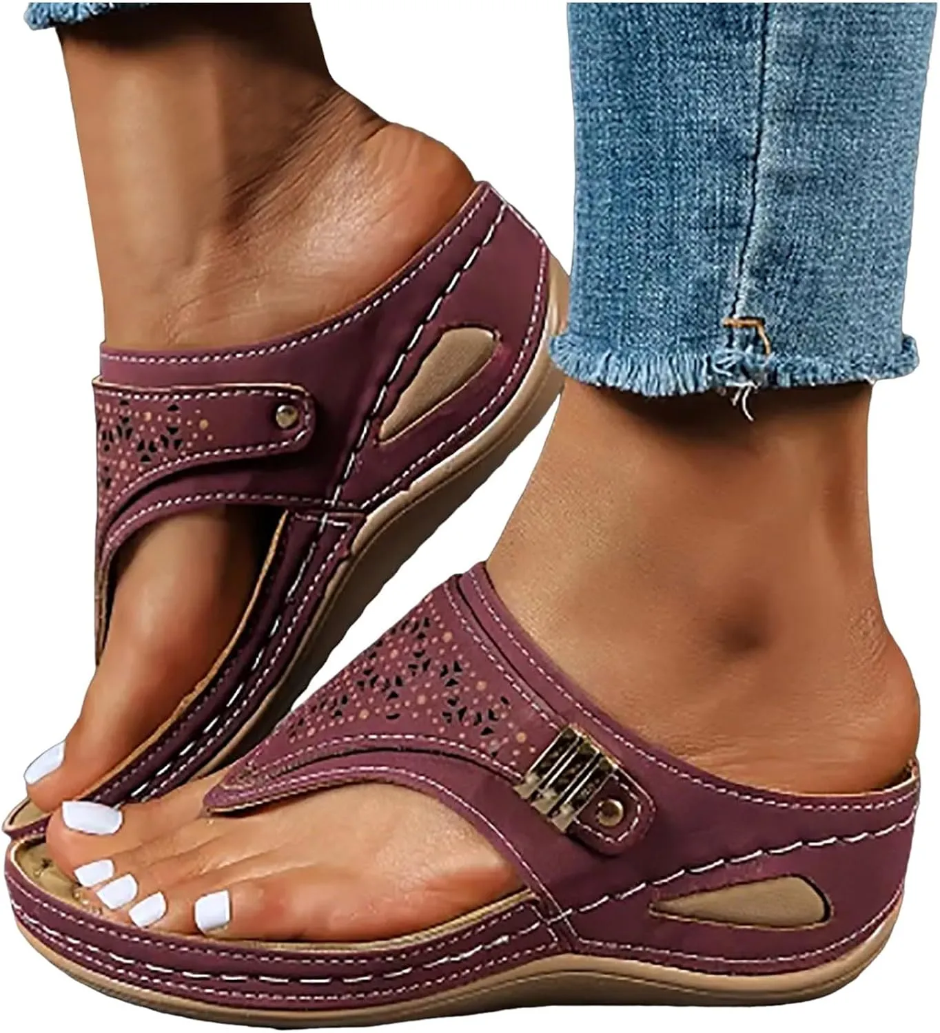 Dotmalls Orthopedic Sandals for Women Dressy,Breathable Mesh WedgeSandals PlatformFlip FlopsOpen Toe Beach Sandals