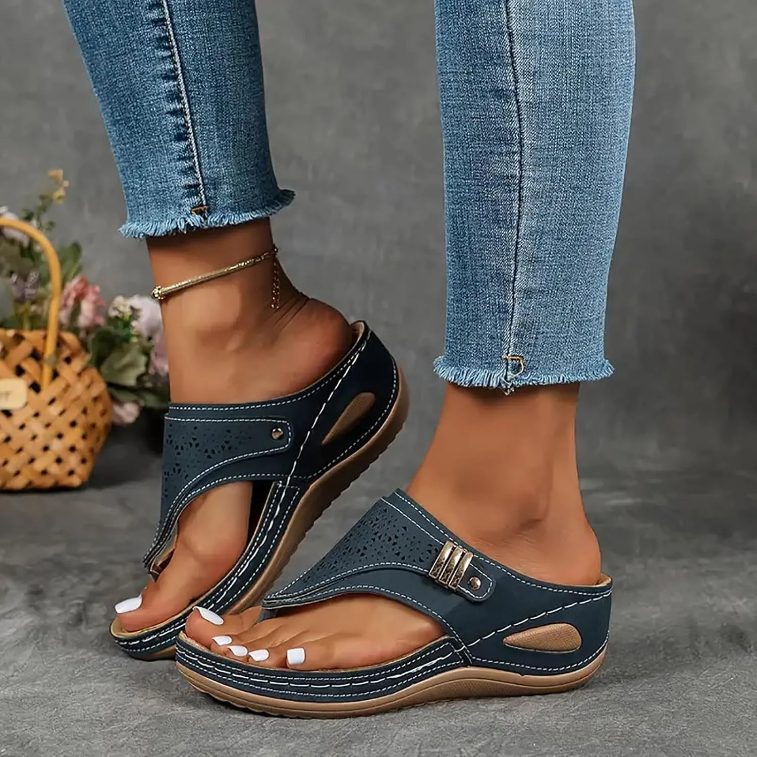 Dotmalls Orthopedic Sandals for Women Dressy,Breathable Mesh WedgeSandals PlatformFlip FlopsOpen Toe Beach Sandals