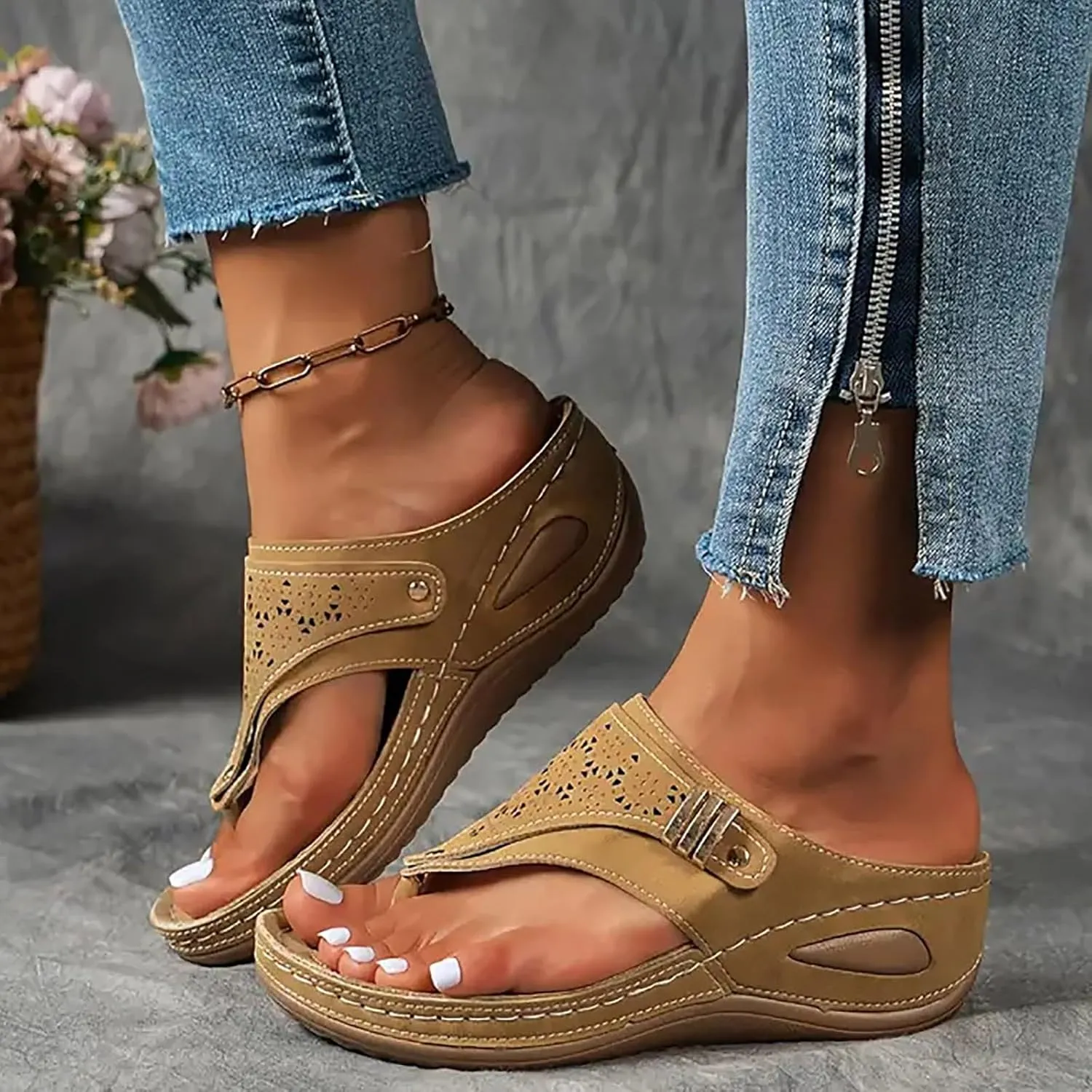 Dotmalls Orthopedic Sandals for Women Dressy,Breathable Mesh WedgeSandals PlatformFlip FlopsOpen Toe Beach Sandals