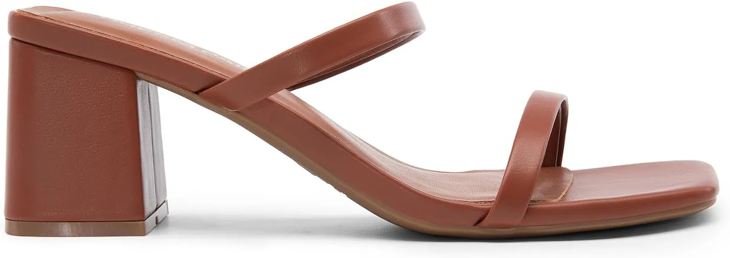 DREAM PAIRS Sandal Heels for Women Low Square Open Toe Block Chunky Heels Slip On Slides Mules for Party Homecoming Daily