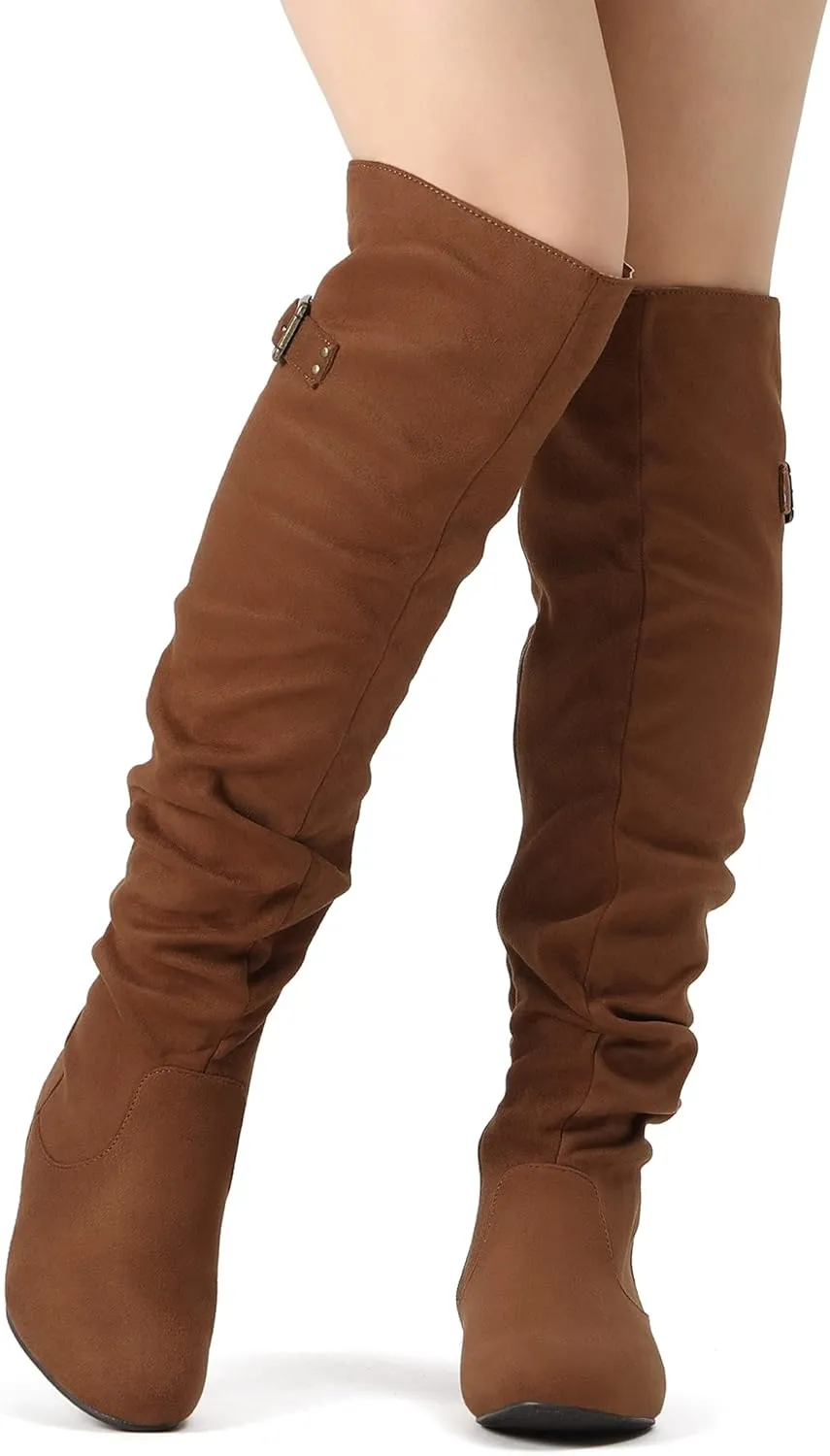 DREAM PAIRS Women's Suede Over The Knee Thigh High Winter Boots