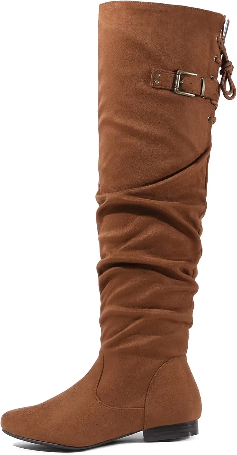 DREAM PAIRS Women's Suede Over The Knee Thigh High Winter Boots