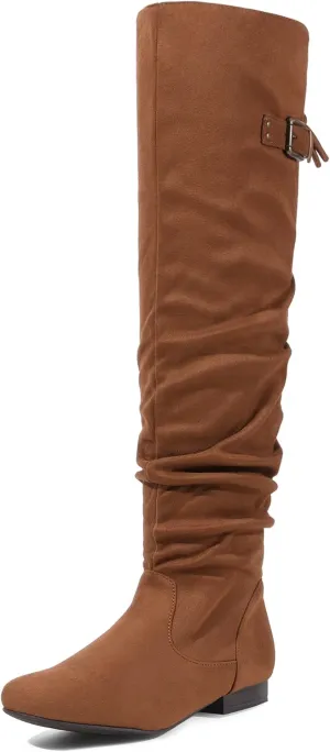 DREAM PAIRS Women's Suede Over The Knee Thigh High Winter Boots