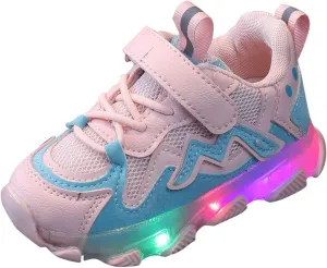 EnJoCho Baby First Walking Shoes 1-6Y Old Toddler Slip on Infant Waves Shoes Boy Girl Cotton Mesh (Pink-a#qas, 5-5.5 Years)