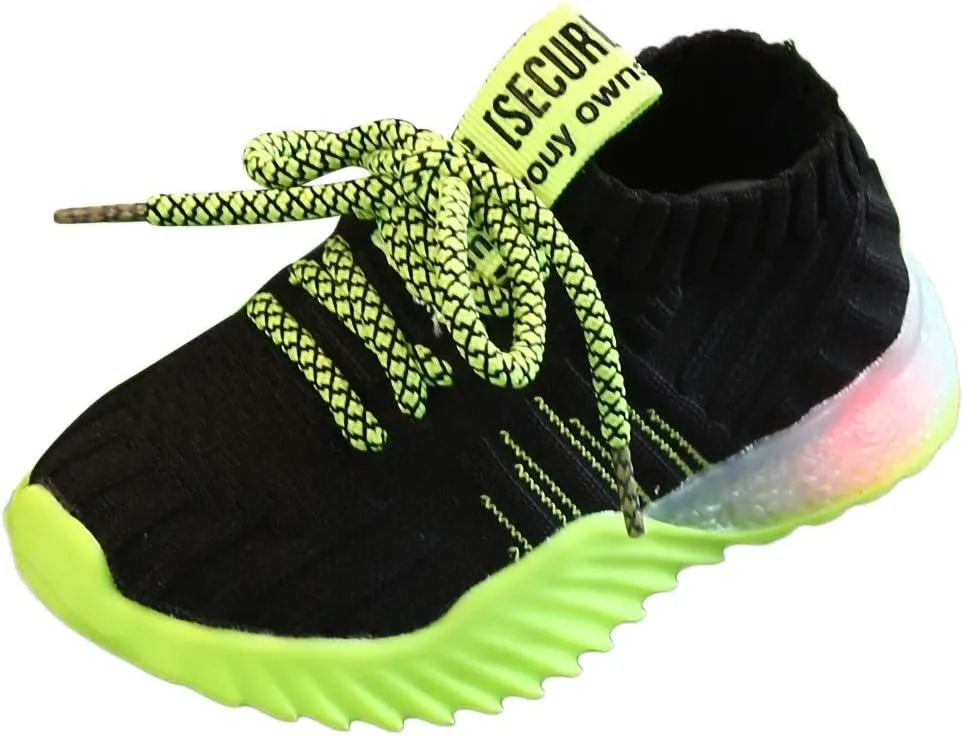 EnJoCho Children Shoes,Toddler Kids Shoes Running Sneakers 1-6Years Baby Girls Boys Mesh LED Light Luminous Sport Shoes (Black-02A#, 4-4.5Years)