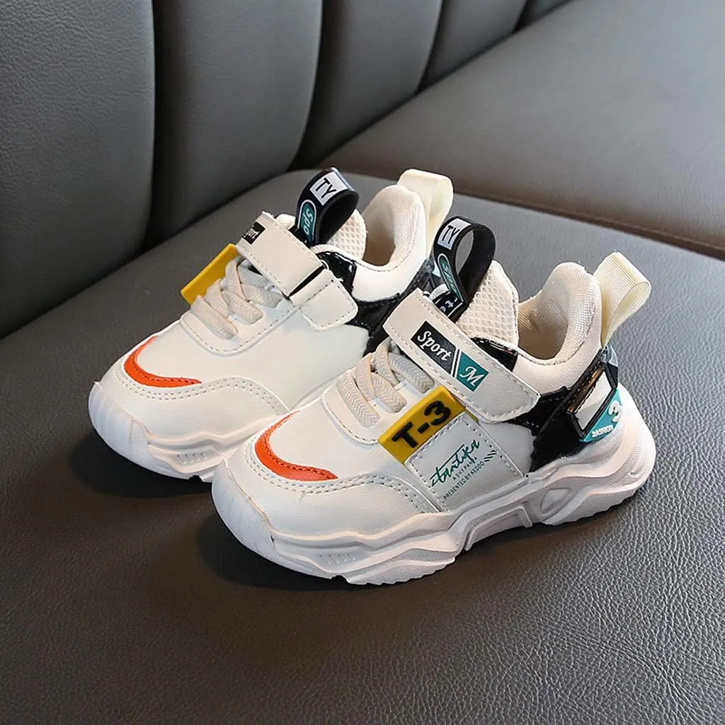 EnJoCho Kids Outdoor Sports Shoes Boys Girls Running Shoes Athletic Walking Sneakers for Toddler/Little Kid 1-5Years Old (White-02B#, 12-15Months)