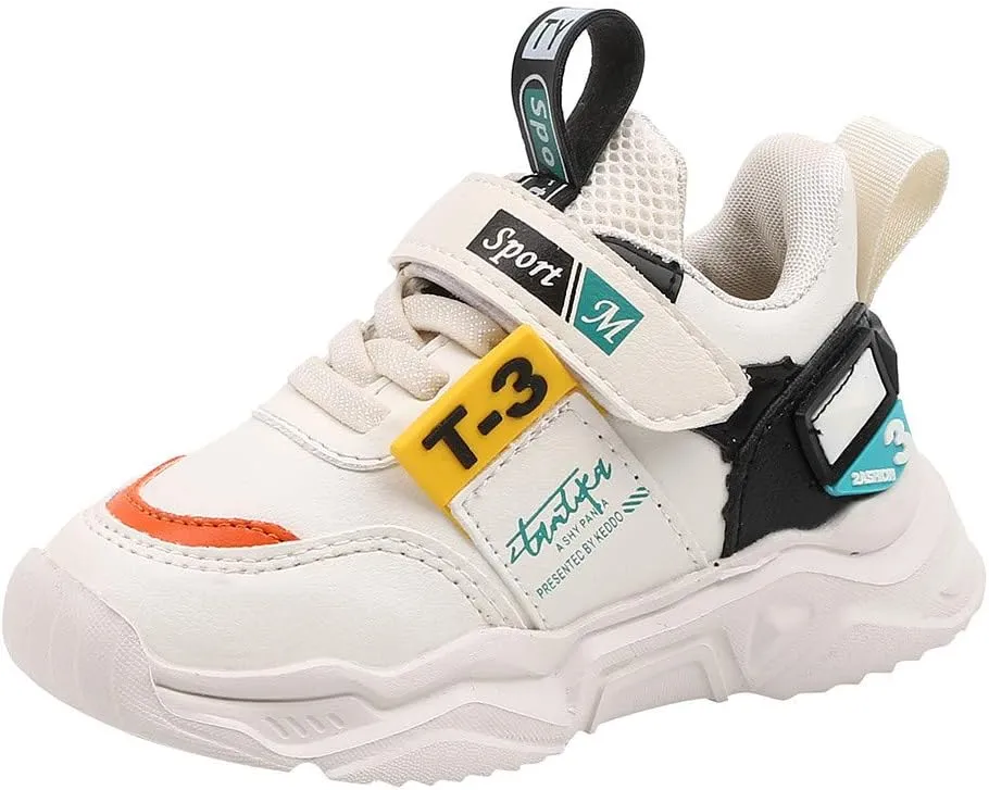 EnJoCho Kids Outdoor Sports Shoes Boys Girls Running Shoes Athletic Walking Sneakers for Toddler/Little Kid 1-5Years Old (White-02B#, 12-15Months)
