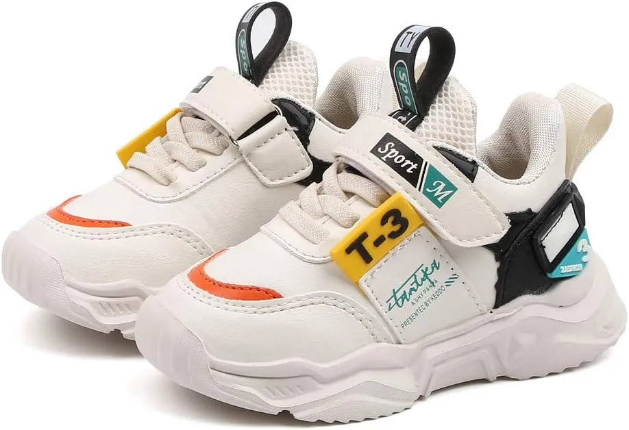 EnJoCho Kids Outdoor Sports Shoes Boys Girls Running Shoes Athletic Walking Sneakers for Toddler/Little Kid 1-5Years Old (White-02B#, 12-15Months)