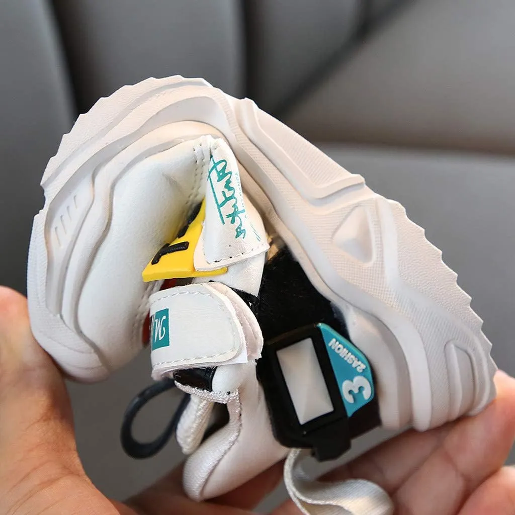 EnJoCho Kids Outdoor Sports Shoes Boys Girls Running Shoes Athletic Walking Sneakers for Toddler/Little Kid 1-5Years Old (White-02B#, 12-15Months)