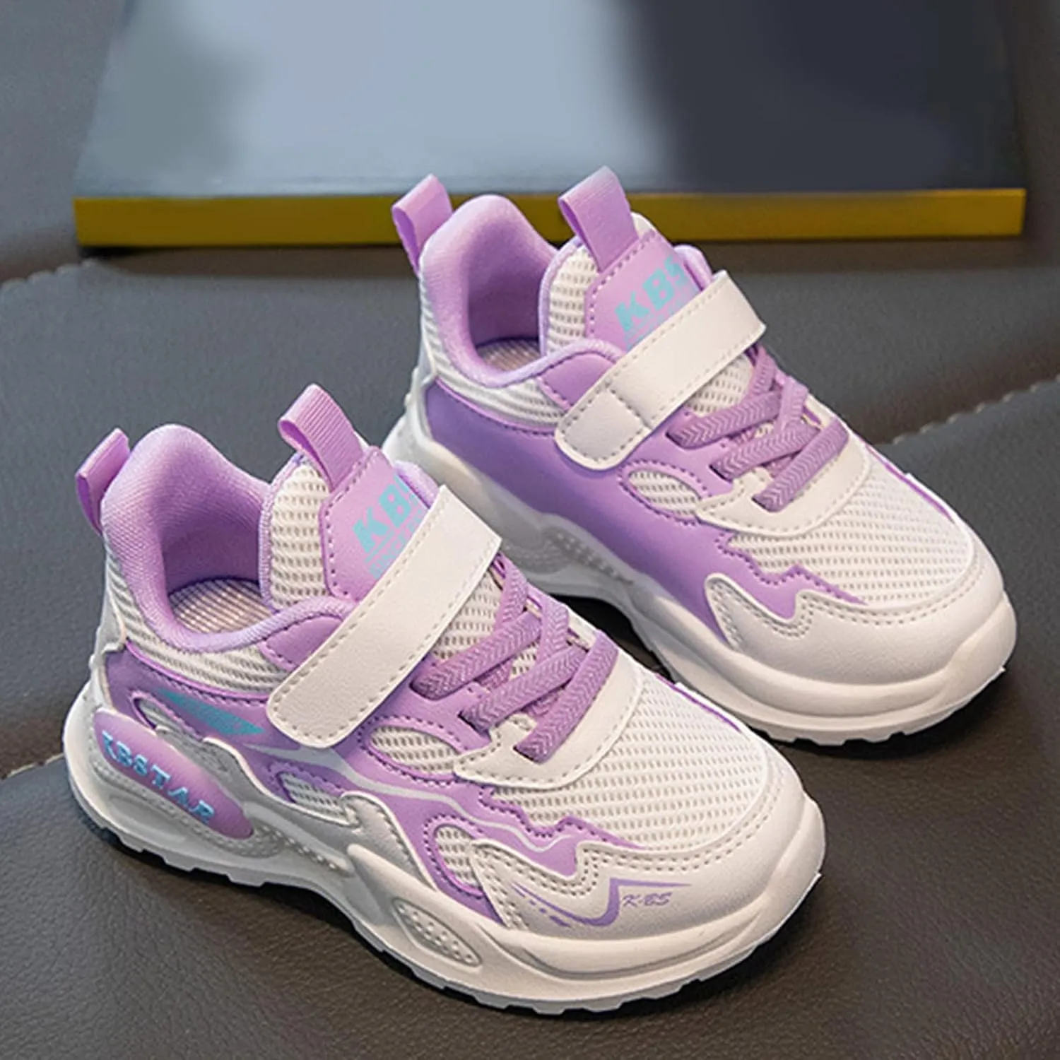 Fashion All Seasons Children Sports Shoes Girls Flat Lightweight Mesh Breathable Comfortable Solid Lace Shoes