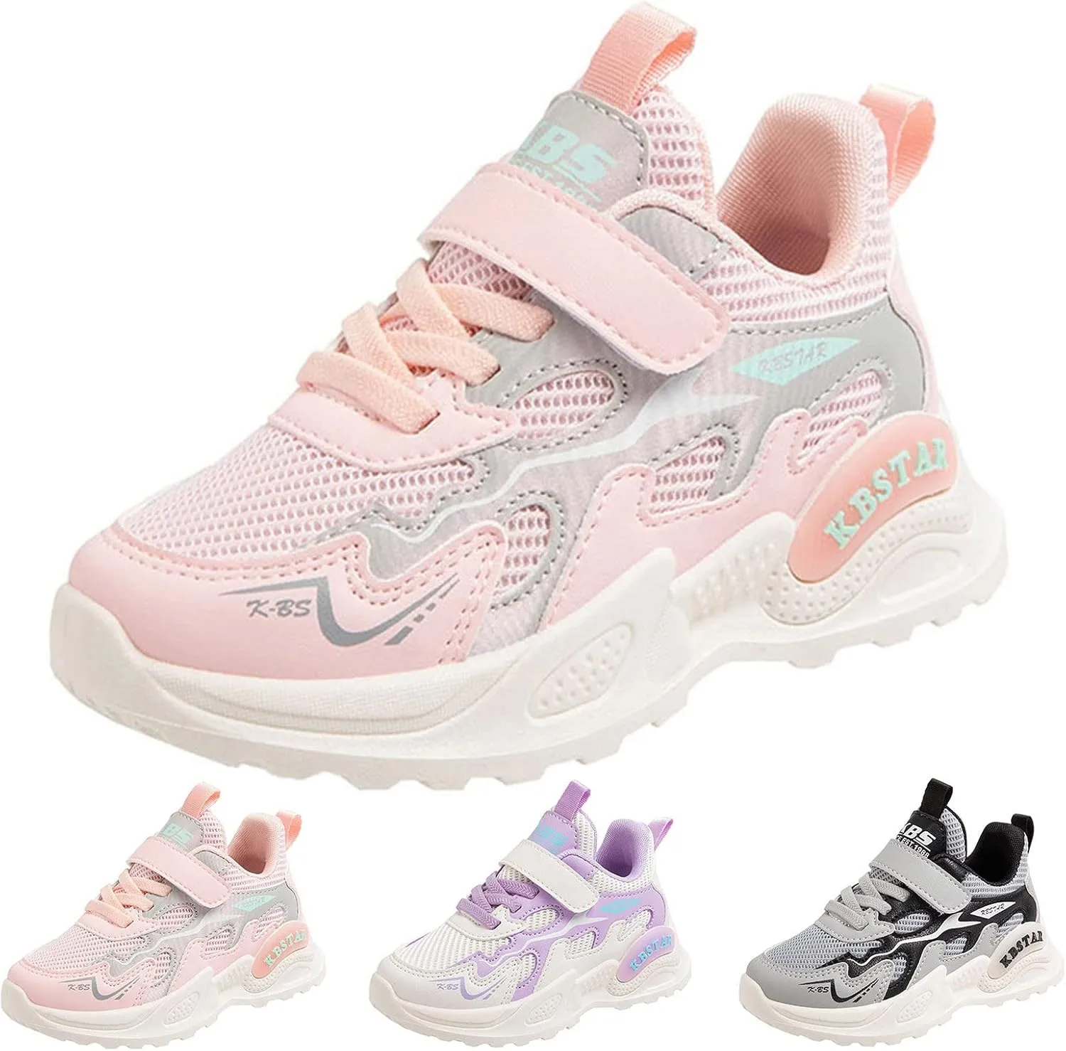 Fashion All Seasons Children Sports Shoes Girls Flat Lightweight Mesh Breathable Comfortable Solid Lace Shoes