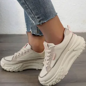 Fashion Wedge Heeled Sneakers for Women,Womens White Platform Sneakers,Casual Slip On Work Shoes Women,Comfortable Lace Up Running Shoes for Women Footwear - Fashion Sneakers for Women 2024