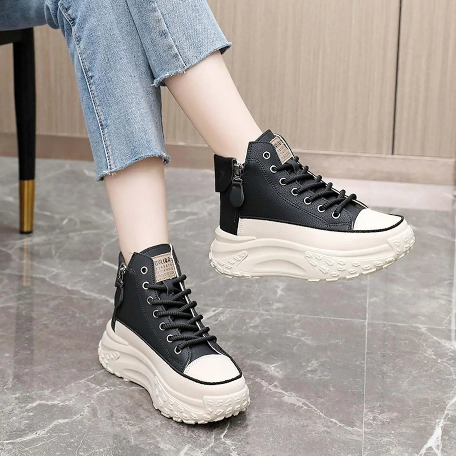 Fashion Wedge Heeled Sneakers for Women,Womens White Platform Sneakers,Casual Slip On Work Shoes Women,Comfortable Lace Up Running Shoes for Women Footwear - Fashion Sneakers for Women 2024