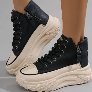 Fashion Wedge Heeled Sneakers for Women,Womens White Platform Sneakers,Casual Slip On Work Shoes Women,Comfortable Lace Up Running Shoes for Women Footwear - Fashion Sneakers for Women 2024