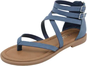 Flat Sandals for Women Dressy Summer Gladiator Strappy Sandals Comfortable Roman Casual Thong Sandals with Back Zipper