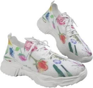 Floral Print Lace-Up Breathable Orthopedic Sneakers, Women's Mesh Breathable Sneakers,Orthopedic Sneakers for Women