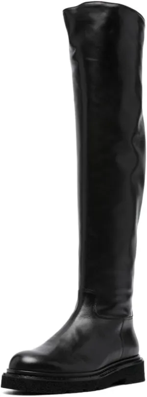 FOWT Women Stylish Round Toe Ankle Side Zipper Over The Knee Boots Block Low Heel Graceful Winter Wide Calf Daily Shoes Size 4-16 US