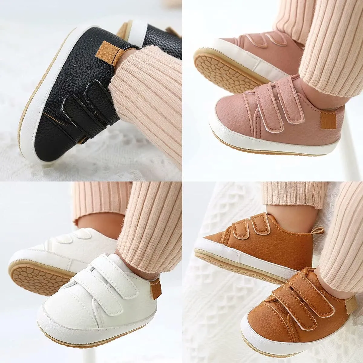 GAISUMMI Baby Boys Girls Shoes Infant High-Top PU Leather Sneakers Newborn Crib Flats Non-Slip Rubber Sole Unisex Toddler Prewalkers