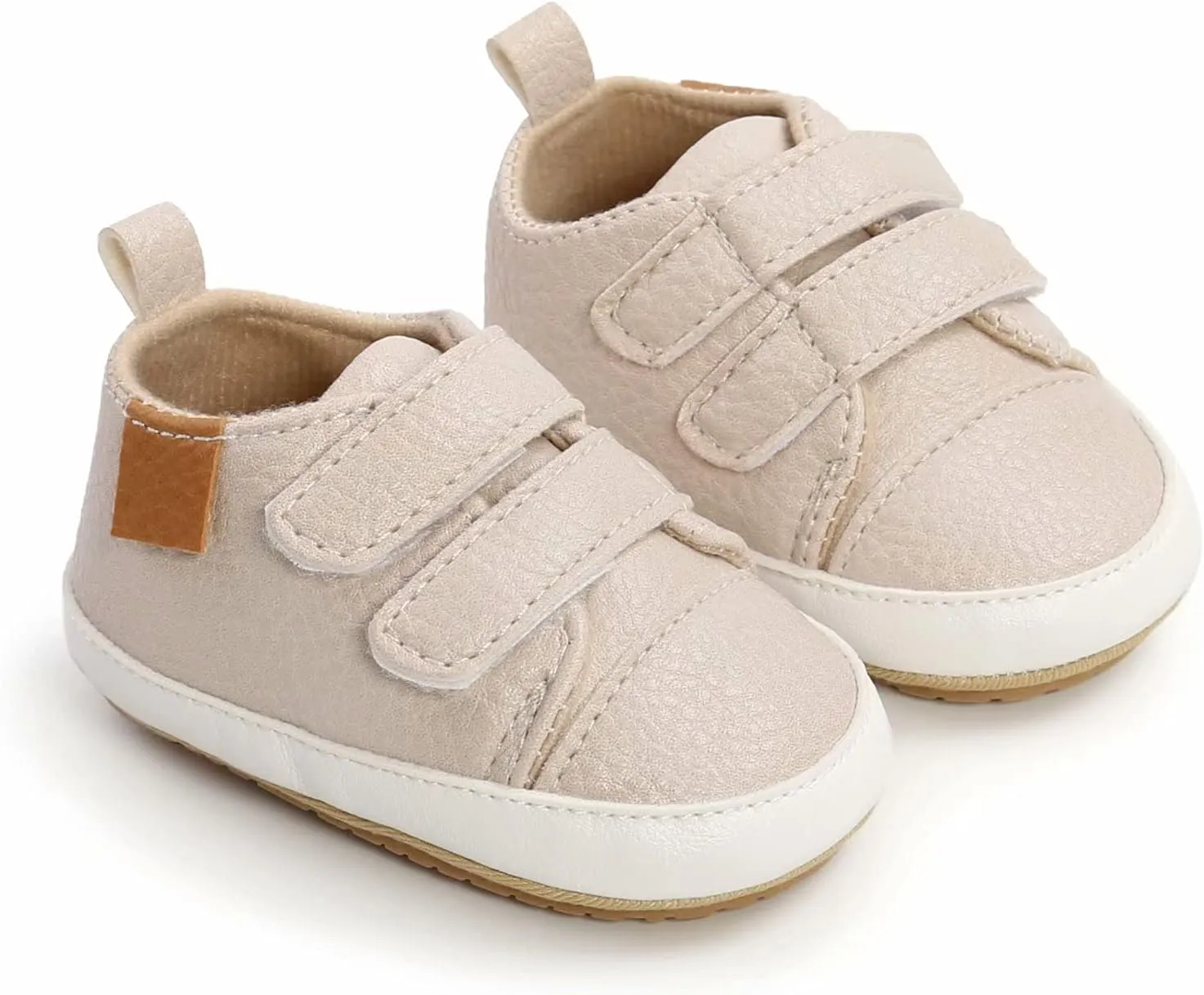 GAISUMMI Baby Boys Girls Shoes Infant High-Top PU Leather Sneakers Newborn Crib Flats Non-Slip Rubber Sole Unisex Toddler Prewalkers