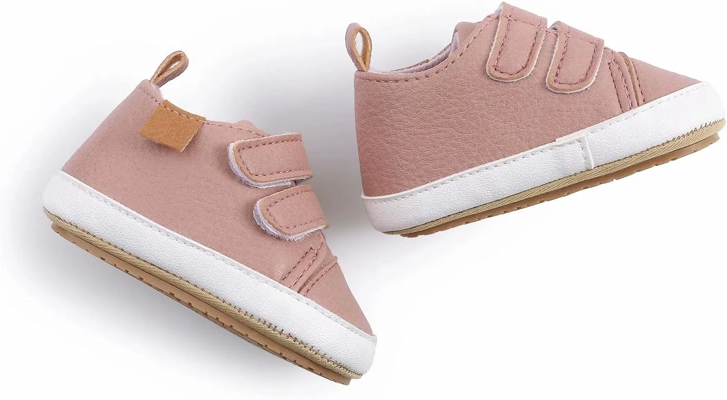 GAISUMMI Baby Boys Girls Shoes Infant High-Top PU Leather Sneakers Newborn Crib Flats Non-Slip Rubber Sole Unisex Toddler Prewalkers